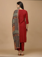 Printed Chanderi Kurta With Pants & Dupatta