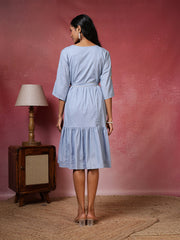 Embroidered Cotton Blend Dress