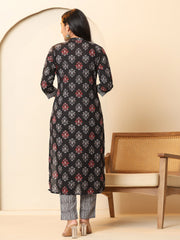 Printed Cotton Blend Kurta With Pants & Dupatta