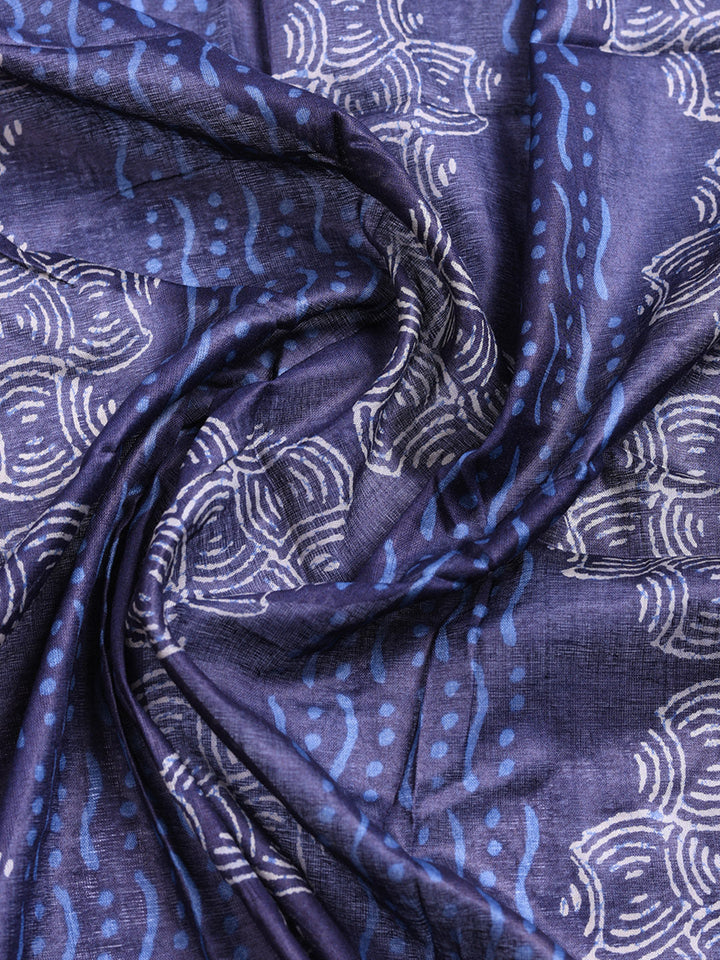 Printed Cotton Blend Unstitched Suit With Pant &amp; Dupatta