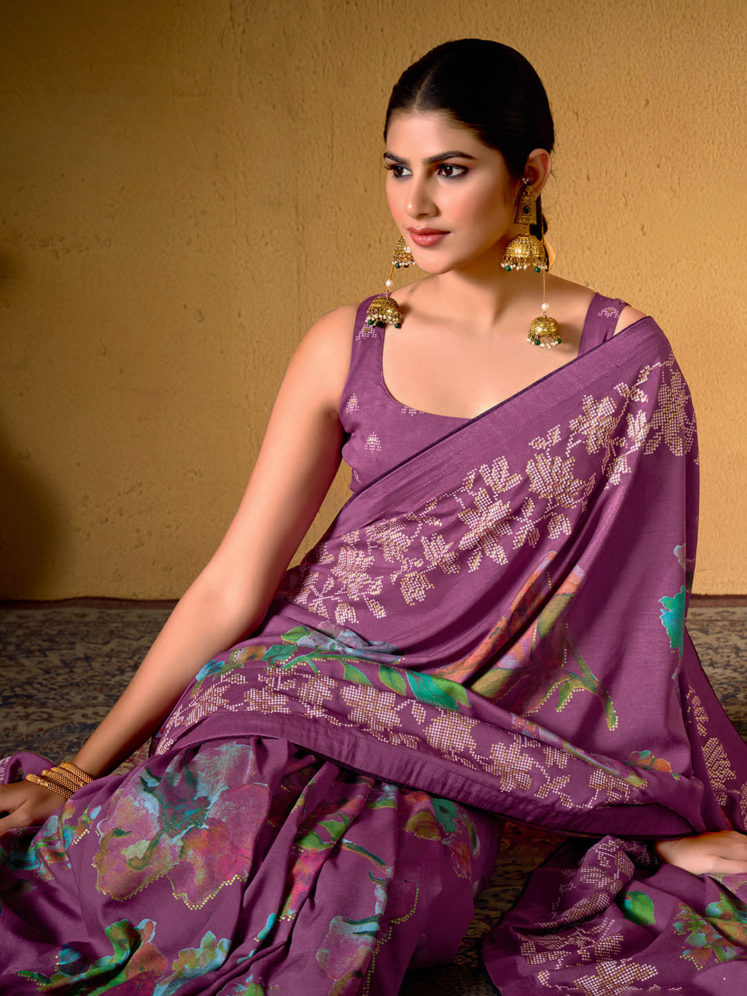 Digital Floral Printed Art Silk Saree