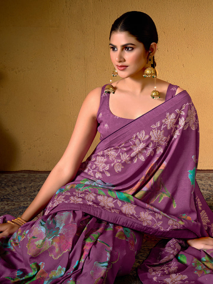Digital Floral Printed Art Silk Saree