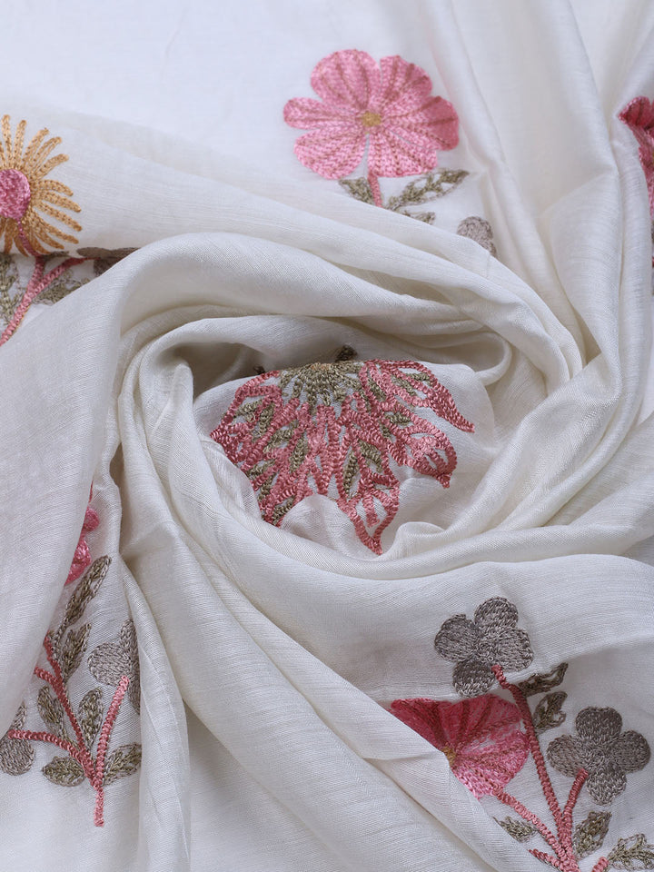 Neck Embroidered Cotton Blend Unstitched Suit With Dupatta