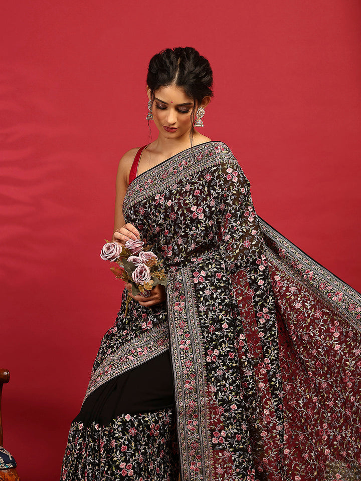 Embroidered Georgette Saree
