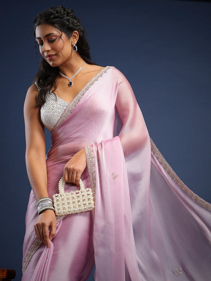 Stone &amp; Thread Embroidered Organza Saree