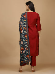 Printed Chanderi Kurta With Pants & Dupatta