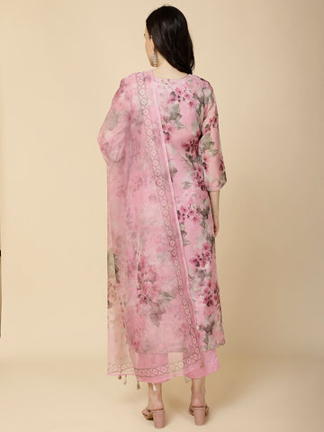 Printed Chanderi Suit Set With Dupatta