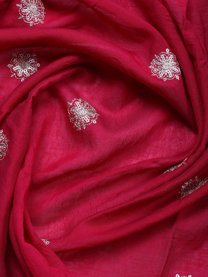 Embroidered Cotton Unstitched Suit With Pant &amp; Dupatta