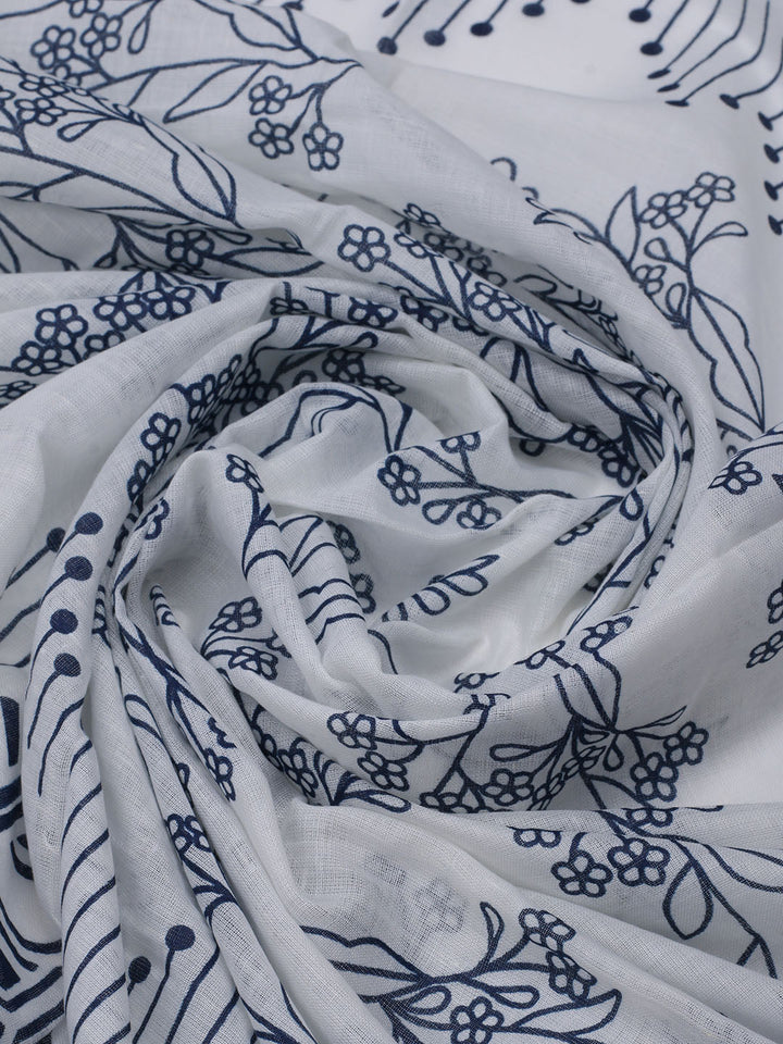Printed Cotton Blend Unstitched Suit With Dupatta
