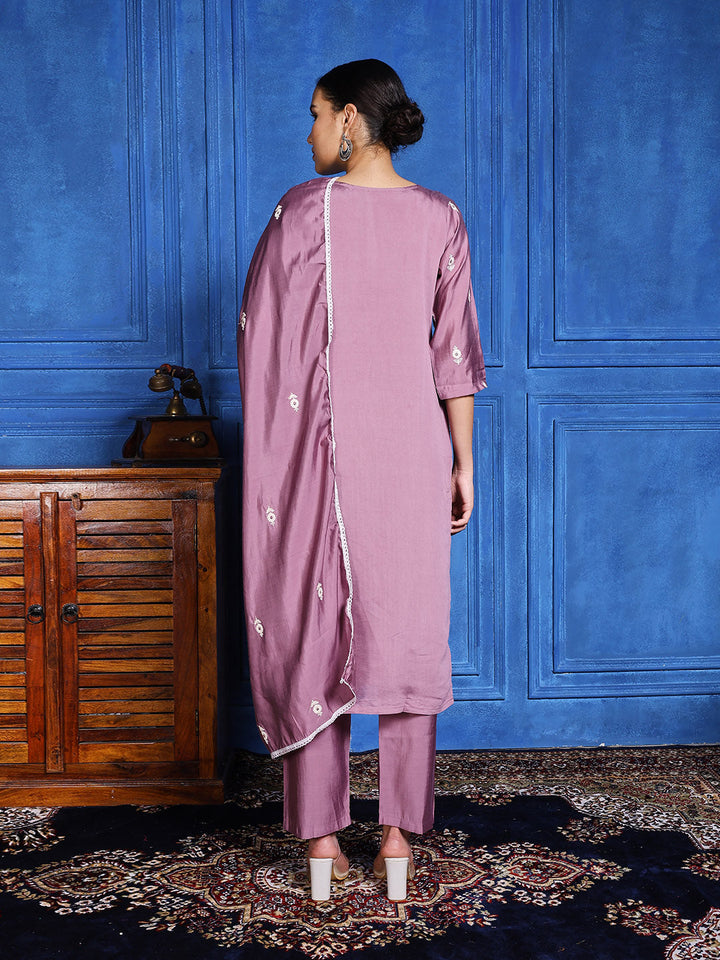 Printed Cotton Blend Kurta With Pants &amp; Dupatta