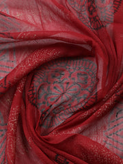 Printed Cotton Blend Unstitched Suit With Pant & Dupatta