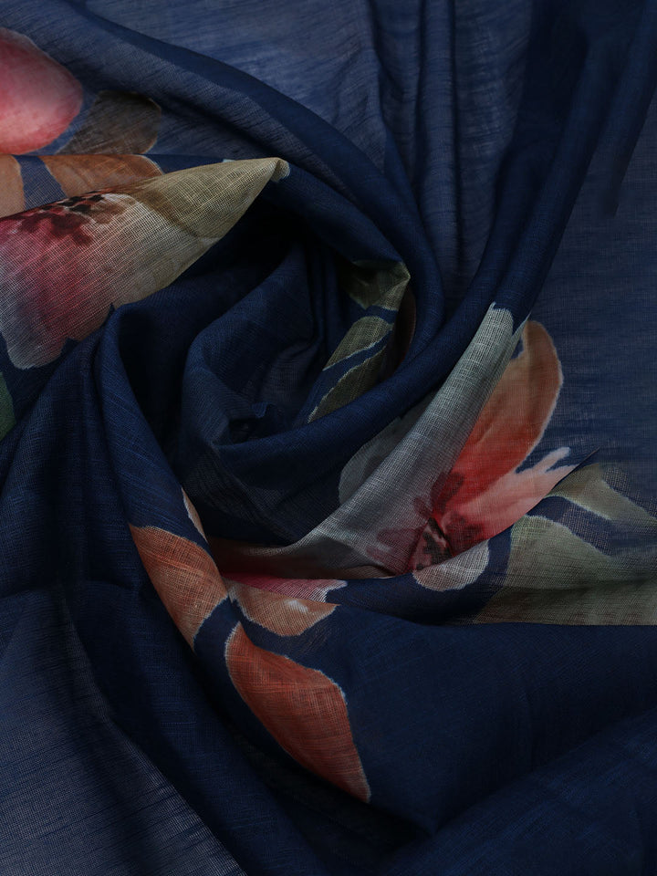 Printed Linen Unstitched Kurta With Pant &amp; Dupatta