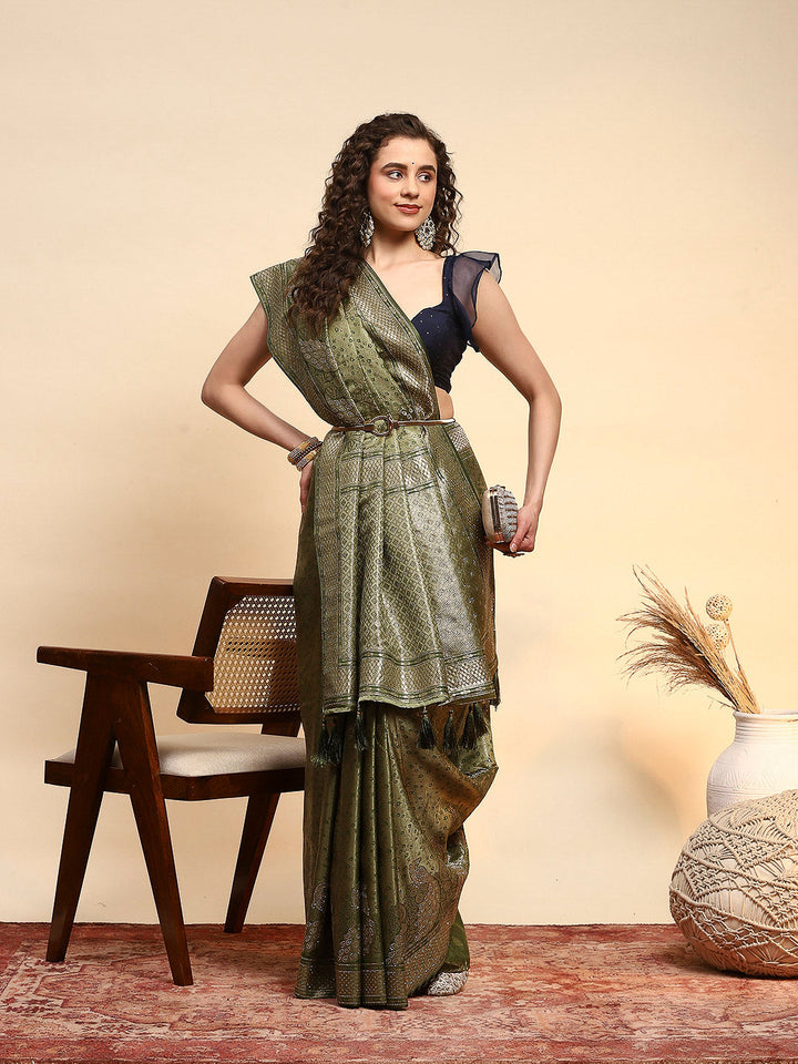 Embroidered Satin Saree