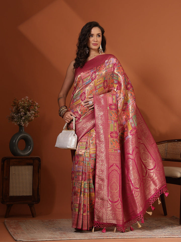 Woven Design Satin Saree