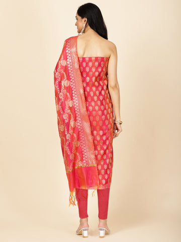 Woven Chanderi Unstitched Suit With Dupatta