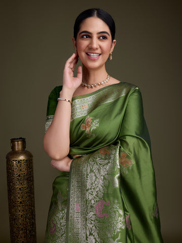 Zari Jaal Woven Art Silk Saree