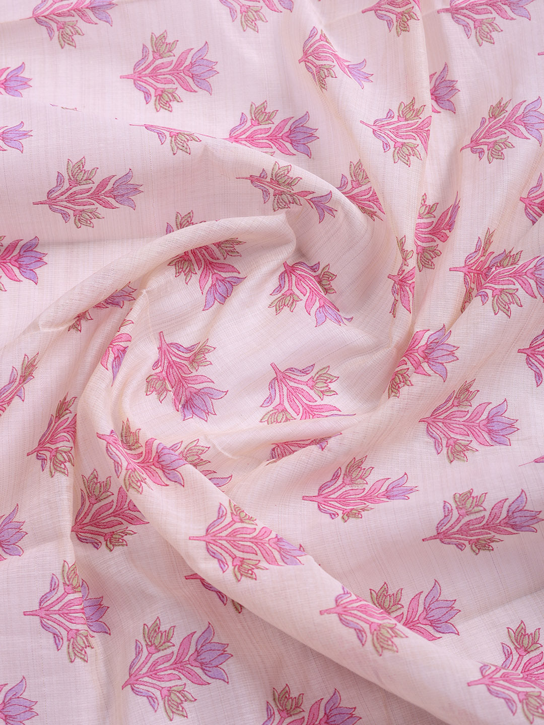 Printed, Chanderi Unstitched Suit With Pant &amp; Dupatta