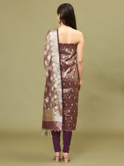 Woven Chanderi Unstitched Suit With Dupatta