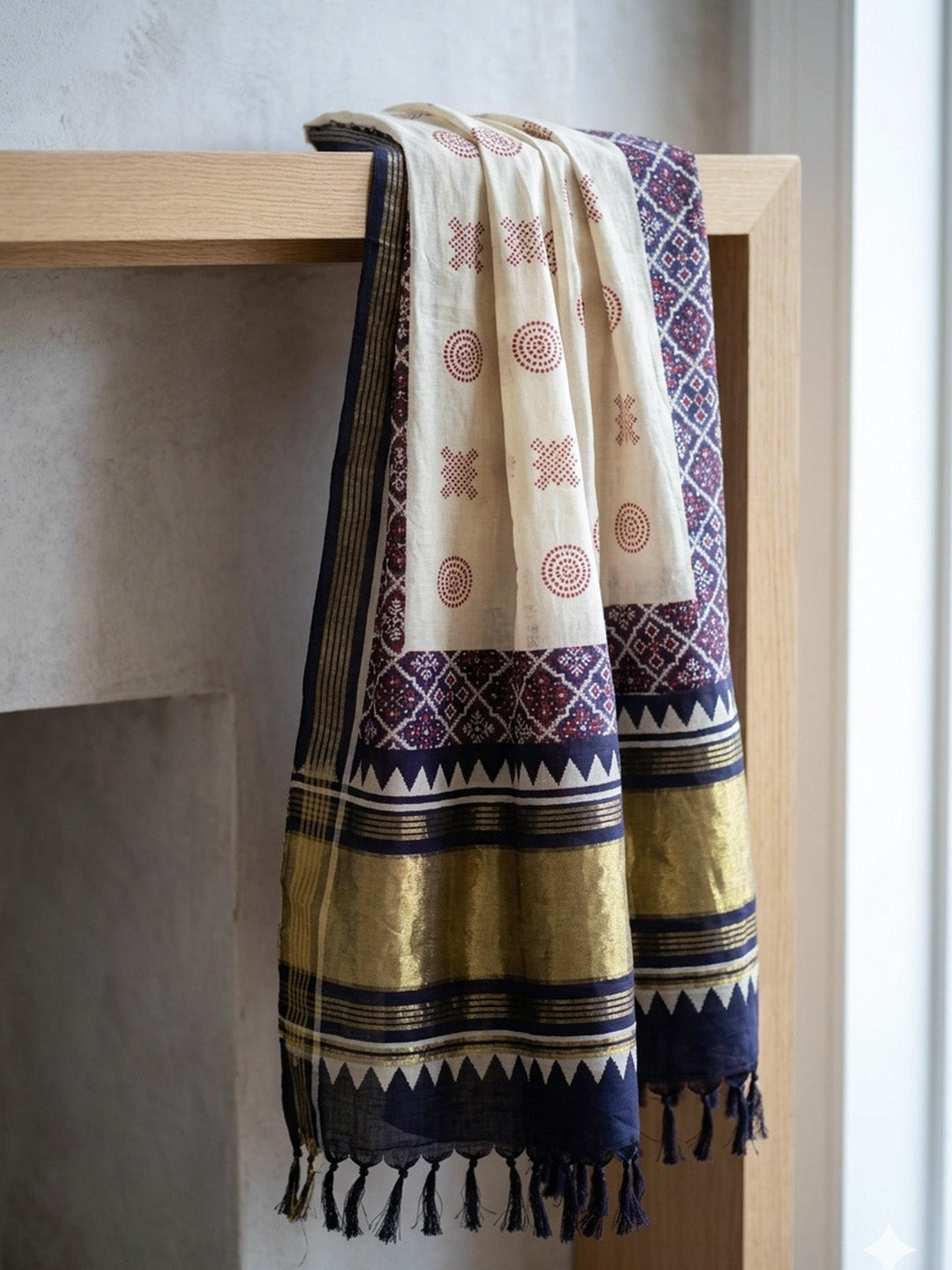 Embroidered Art Silk Unstitched Suit With Pant &amp; Dupatta
