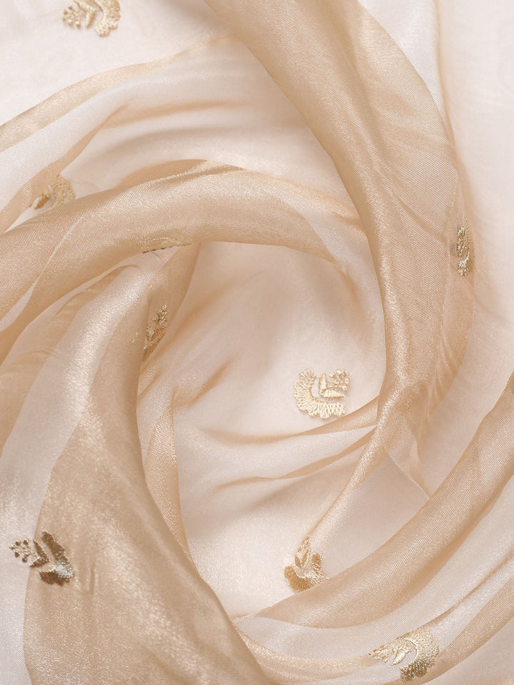 Embroidered Tissue Unstitched Suit With Pant &amp; Dupatta