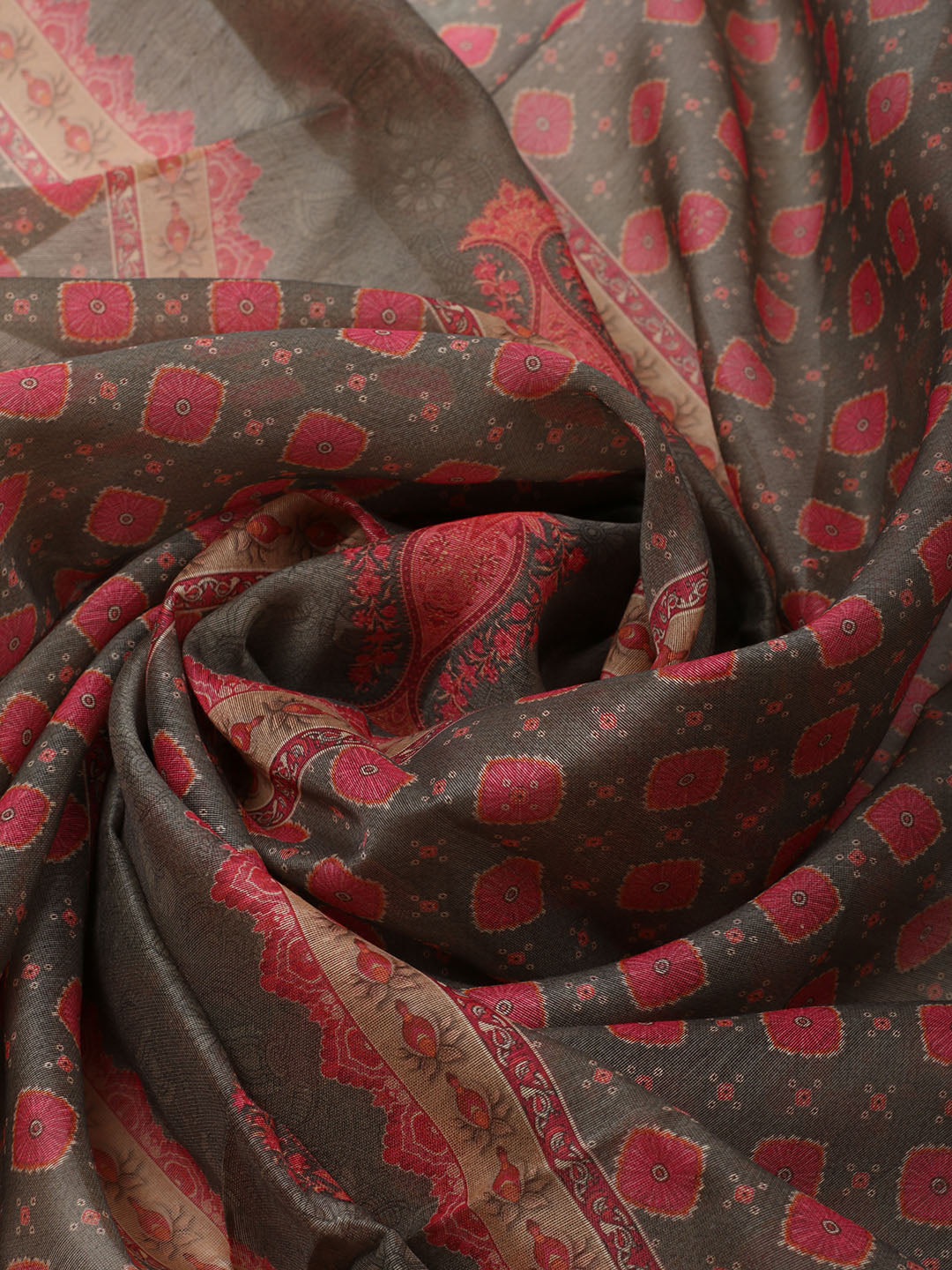 Printed Booti Chanderi Unstitched Suit With Dupatta