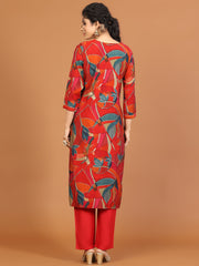 Printed Cotton Blend Kurta With Pants