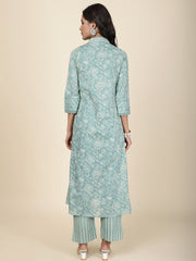 Floral Printed Cotton Kurta With Pants