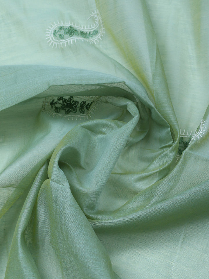 Embroidered Cotton Blend Unstitched Suit With Pant &amp; Dupatta