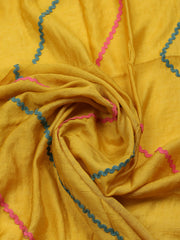 Embroidered Cotton Blend Unstitched Suit With Pant & Dupatta