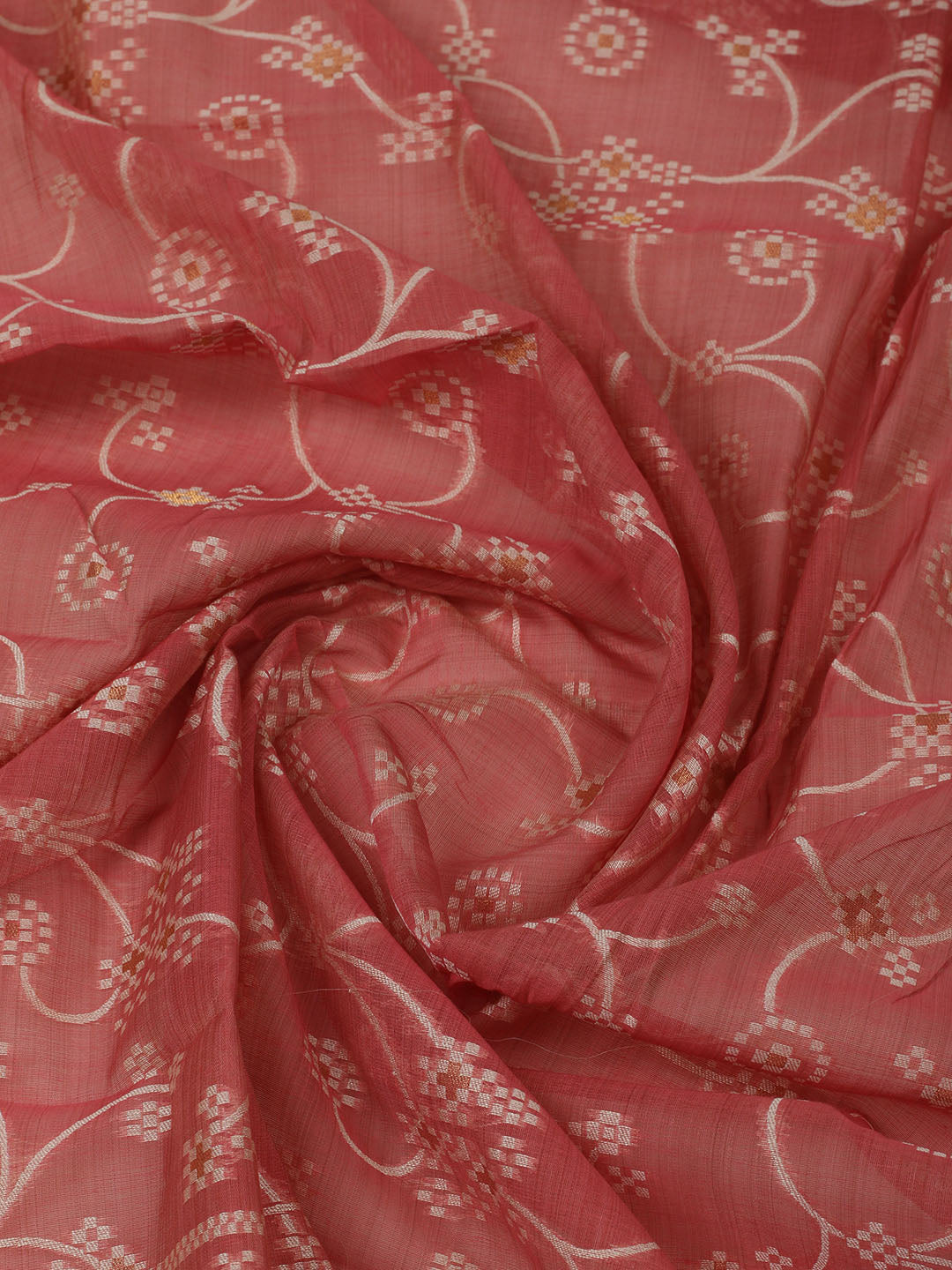 Embroidered Chanderi Unstitched Kurta With Pant &amp; Dupatta