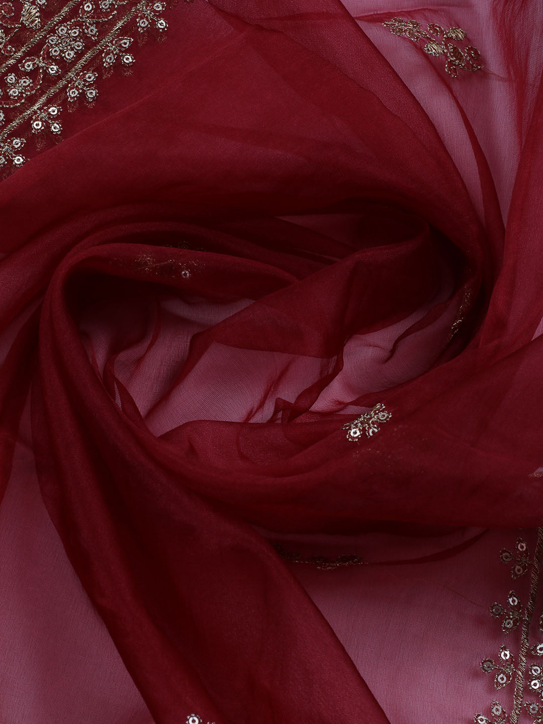 Neck Embroidered Chanderi Unstitched Suit With Dupatta
