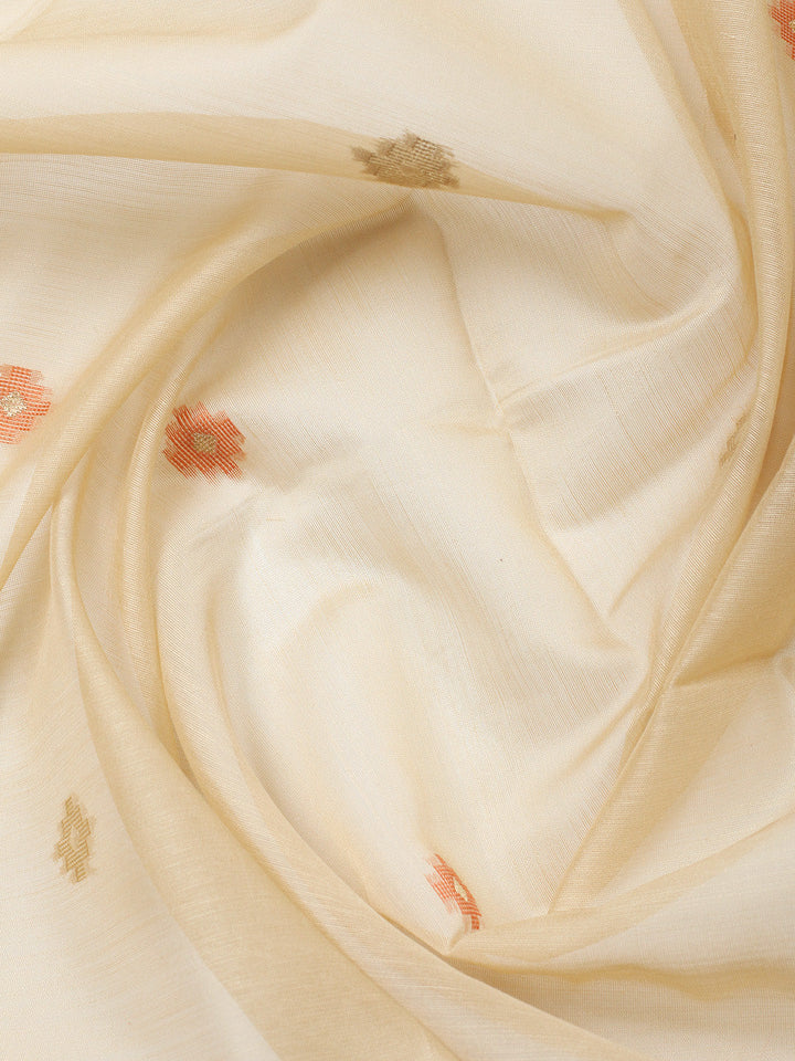 Printed Chanderi Unstitched Suit With Pant &amp; Dupatta
