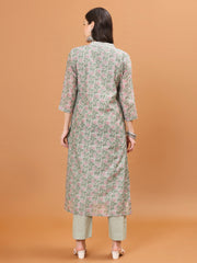 Floral Printed Cotton Kurta With Pants