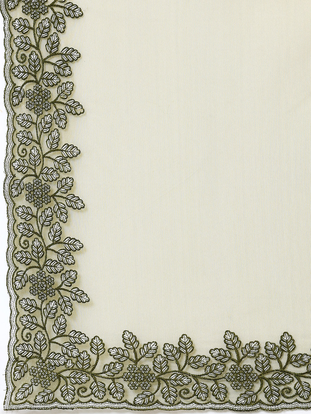 Plain Thread Border Embroidered Tissue Saree