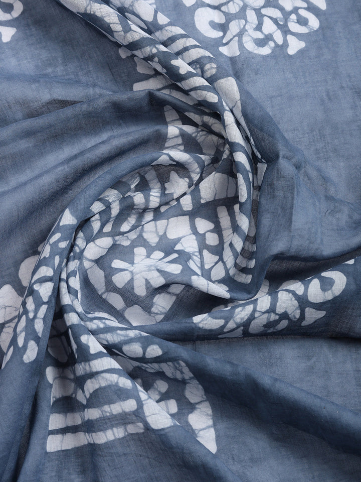 Printed Cotton Blend Unstitched Suit With Pant &amp; Dupatta
