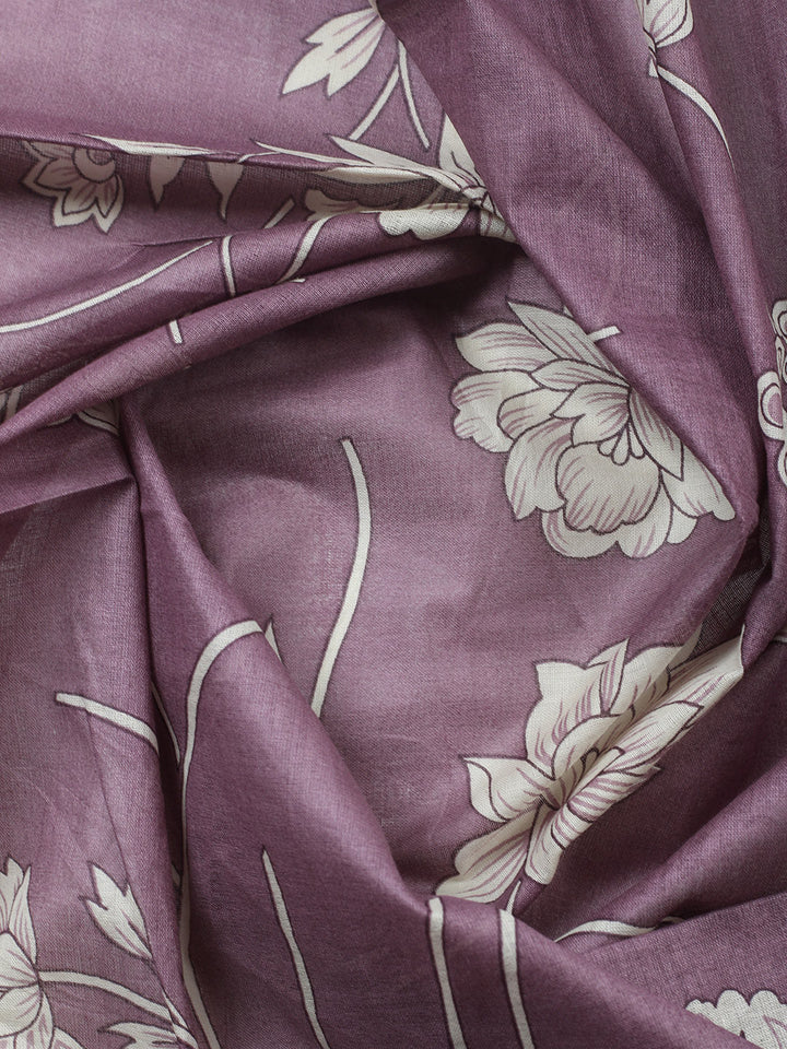 Printed Cotton Blend Unstitched Suit With Pant &amp; Dupatta