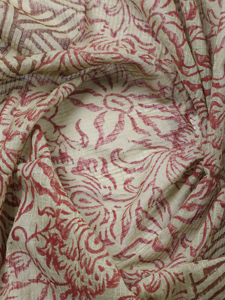 Printed Cotton Blend Unstitched Suit With Pant &amp; Dupatta