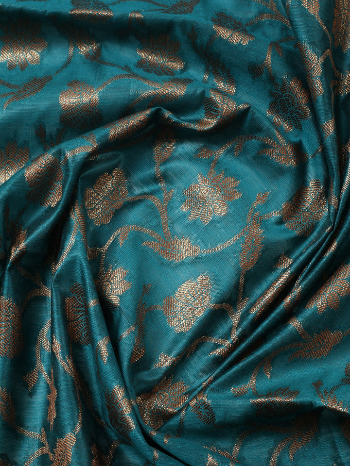 Banarasi Chanderi Unstitched Suit With Pant &amp; Dupatta