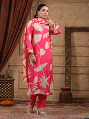 Printed Muslin Kurta With Pants & Dupatta