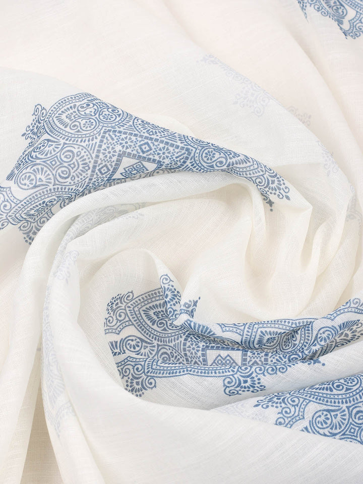 Printed Cotton Blend Unstitched Suit With Pant &amp; Dupatta