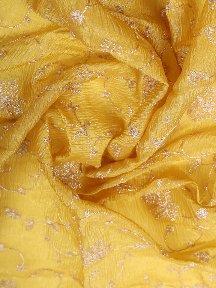 Embroidered Tissue Unstitched Suit With Pant &amp; Dupatta