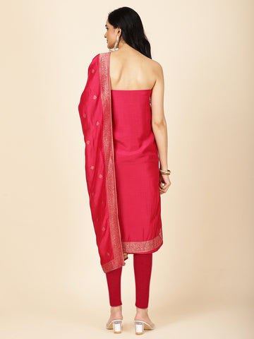 Woven Chanderi Unstitched Suit Piece With Dupatta