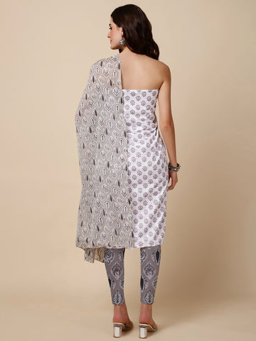 Printed Cotton Unstitched Suit With Dupatta