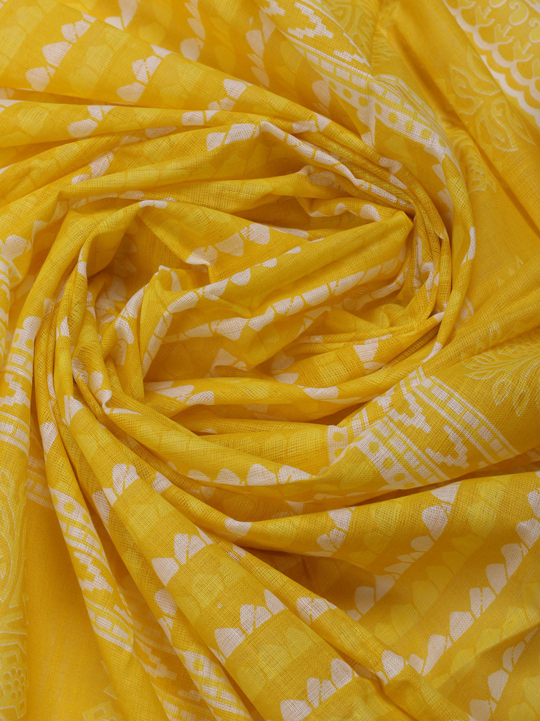 Printed Cotton Blend Unstitched Suit With Dupatta