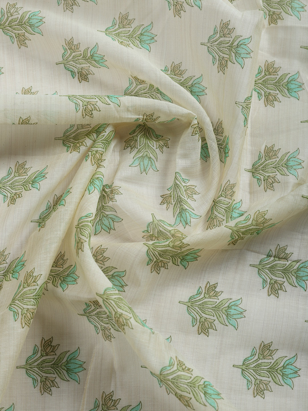 Printed, Chanderi Unstitched Suit With Pant &amp; Dupatta