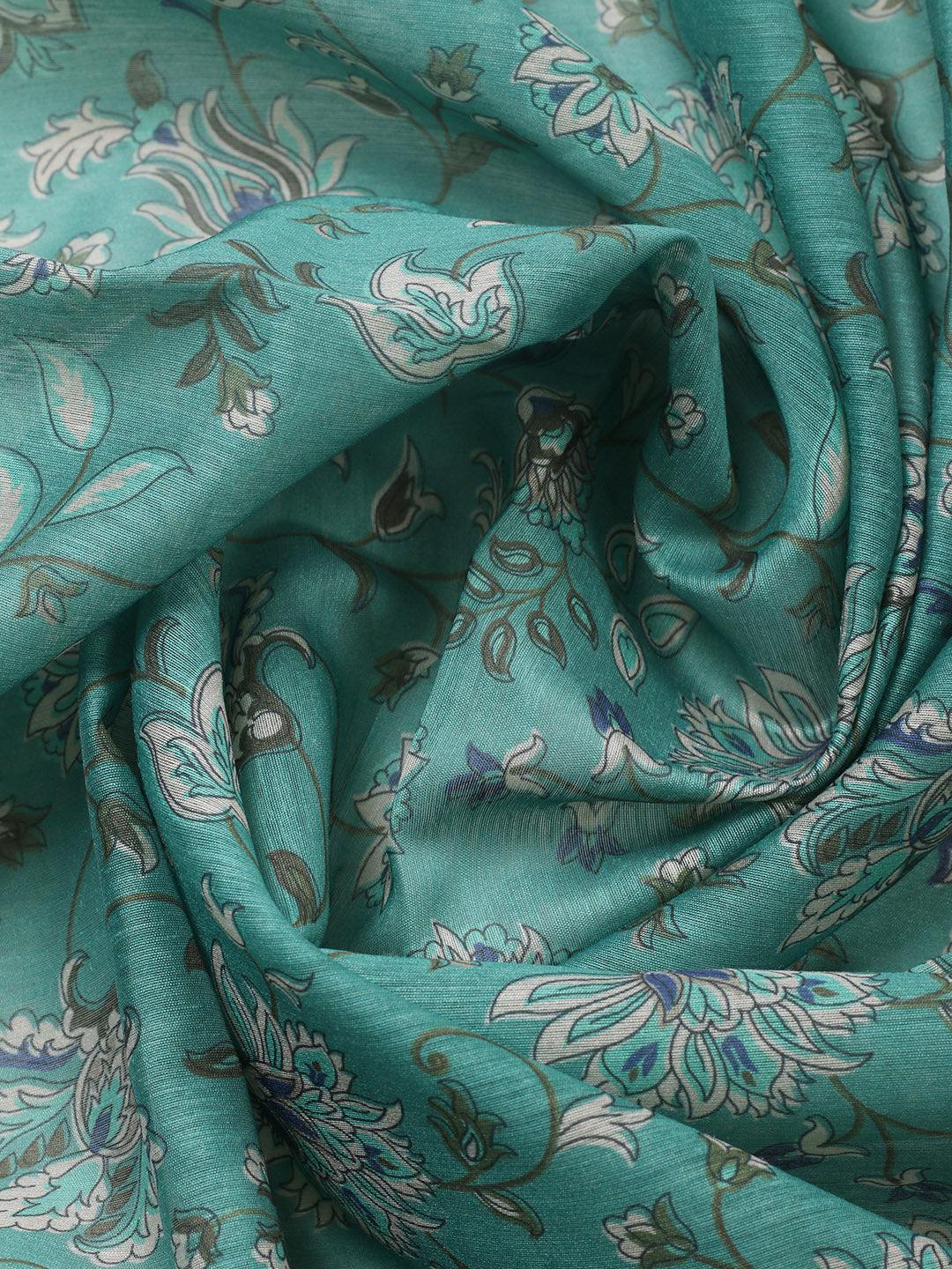 Printed Chanderi Unstitched Suit With Pant &amp; Dupatta