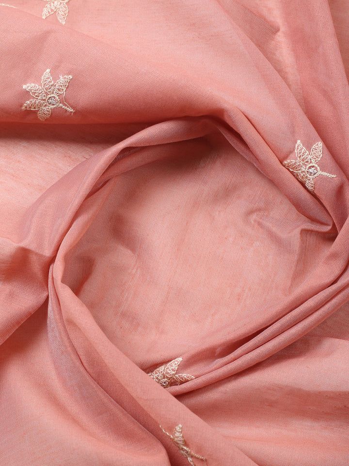 Embroidered, Cotton Blend Unstitched Suit With Pant &amp; Dupatta