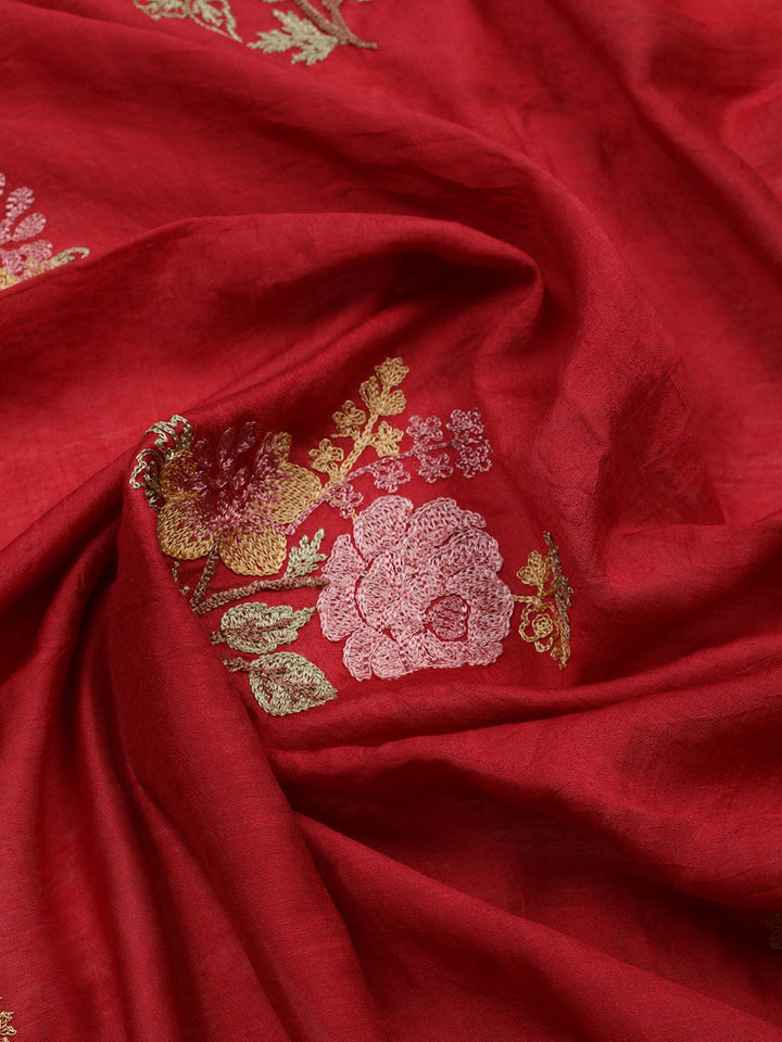 Embroidered Muslin Unstitched Suit With Pant &amp; Dupatta