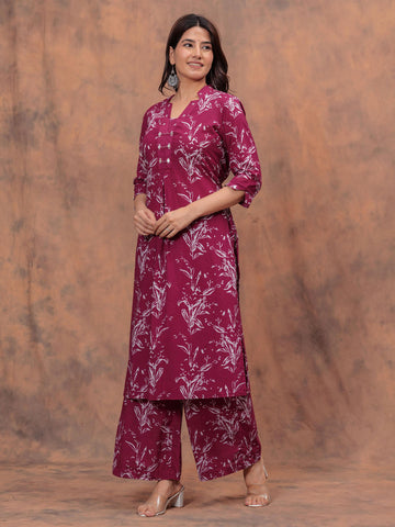 Printed Cotton Kurti With Palazzo