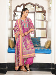 Sequins Embroidery Muslin Kurta With Pants & Dupatta